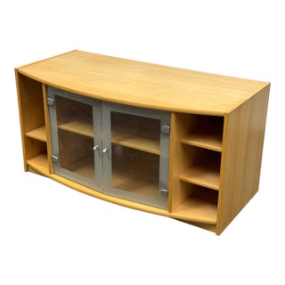 Maple Wood Veneer Media Cabinet For Sale