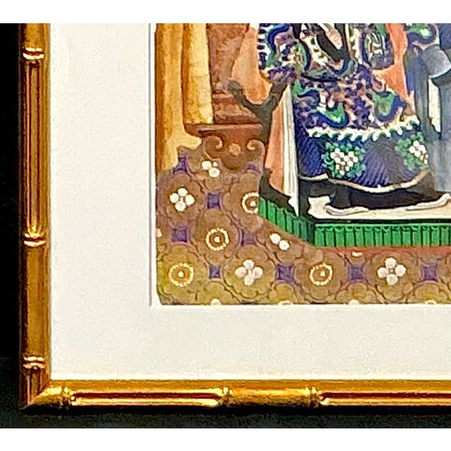 19th Century Chinese Ancestor Painting on Pith Paper, Faux Bamboo Frame For Sale - Image 5 of 8