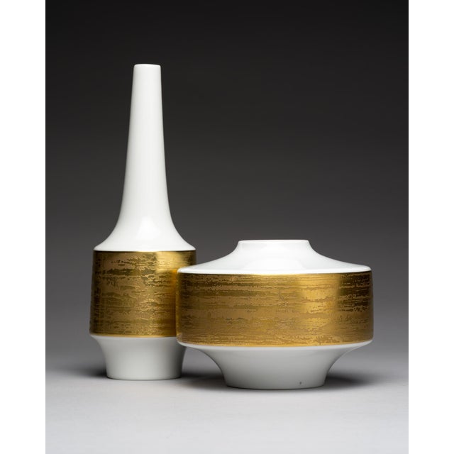 White and Gilt Porcelain Vases by Heinrich Selb, Germany, 1960s, Set of 2 For Sale - Image 18 of 18