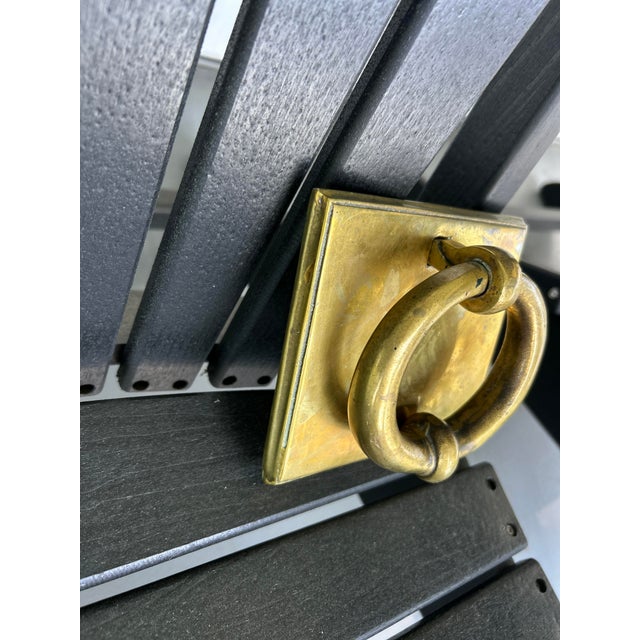 English Vintage Solid Brass Ring Door Knocker With Square Backplate, Classic Architectural Hardware For Sale - Image 3 of 5