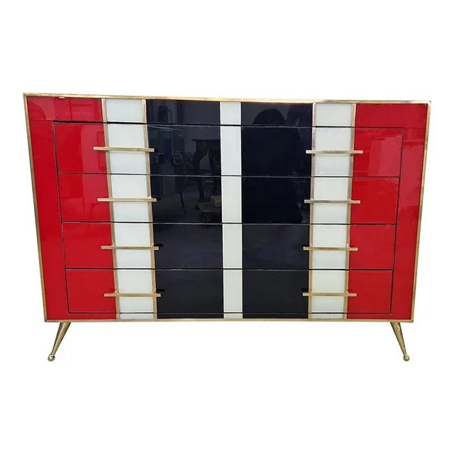 Wood 4-Drawer Glass Dresser, 1990s For Sale - Image 7 of 7