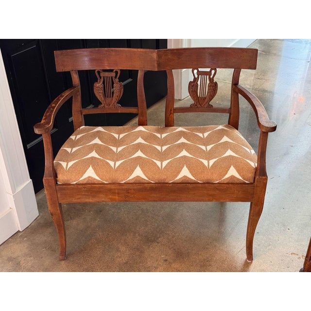 French 19th Century French Walnut Settee With Carved Lyre Splats For Sale - Image 3 of 11