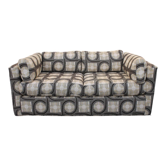 C1970's Original Ultra Modern Sofa With Designer Retro Fabric For Sale