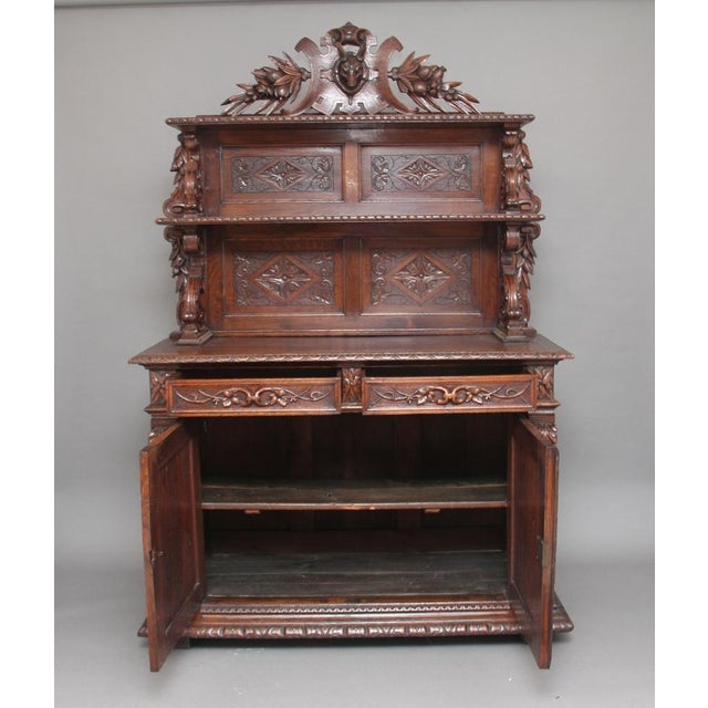Antique Carved Oak Buffet, 1880, Set of 3 For Sale - Image 17 of 18