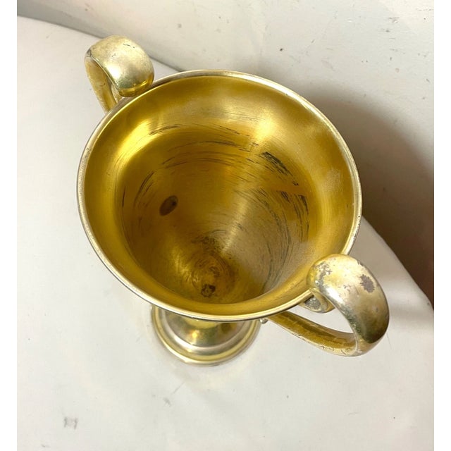 Antique 1923 Engraved Gold Tone Silverplate Indoor Apparatus Meet Trophy Award For Sale - Image 10 of 11