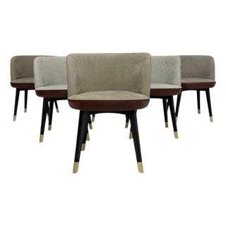 Set of 6 Baxter "Colette" Chairs by Roberto Lazzeroni in Leather Brass For Sale