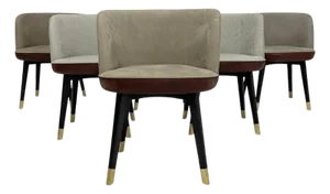 Set of 6 Baxter "Colette" Chairs by Roberto Lazzeroni in Leather Brass