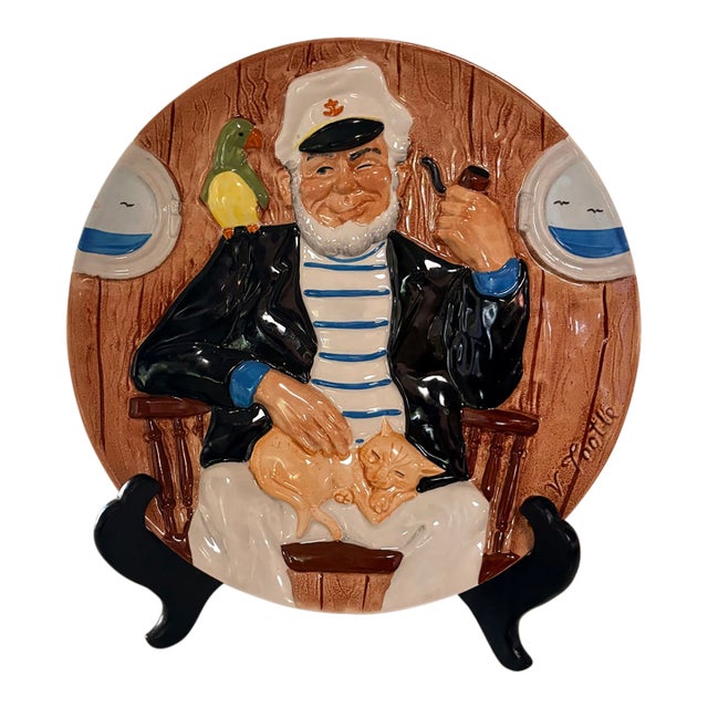 1985 Davenport Pottery "Jack Tar" 3d Relief Ceramic Plate by Douglas v. Tootle For Sale