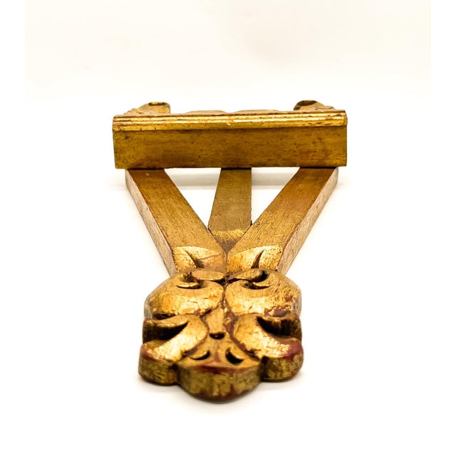 Vintage Giltwood Tabletop Display Easel, Hand-Carved Scrollwork Stand - Italian Style, Hollywood Regency For Sale - Image 9 of 15