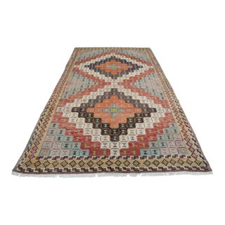1960s Vintage Turkish Handmade Kilim Rug - 72"x120" For Sale