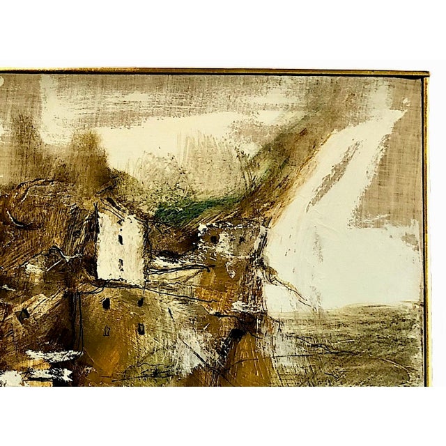 Mid-Century Abstract Landscape of a Hillside Village, by Gino F. Hollander (1924–2015) For Sale - Image 4 of 12