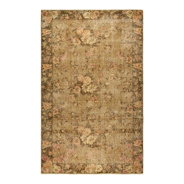 Vintage Karabagh Rug in Brown With All-Over Floral Patterns, From Rug & Kilim For Sale
