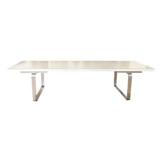 Modernist White Formica and Curved Steel Coffee Table by William Plunkett, 1971 For Sale