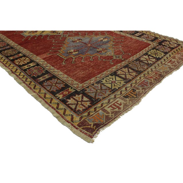 Vintage Turkish Oushak Gallery Rug with Craftsman Style, Wide Hallway Runner 05'02 x 11'00. This hand knotted wool vintage...