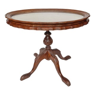 1970s Vintage Pie Crust Style Oval Side Table W/ Removable Tray For Sale
