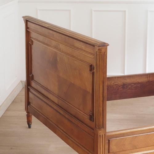 Wood Antique French Louis Philippe Style Bed on Casters, 1890s For Sale - Image 7 of 18