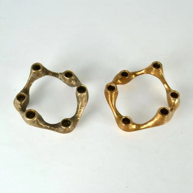 Bronze Candelabras for 6 Candles, 1970s, Set of 2 For Sale - Image 6 of 11