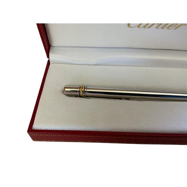 Vintage Must de Cartier Trinity Smooth Silver Plated Ballpoint Pen - Boxed w/ Serial D 14856 Made in France 1980s1990s....