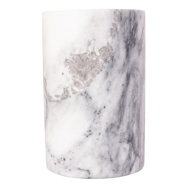 Modern Artifacts Trading Company Marble Cylinder Wine Cooler in White For Sale - Image 3 of 3