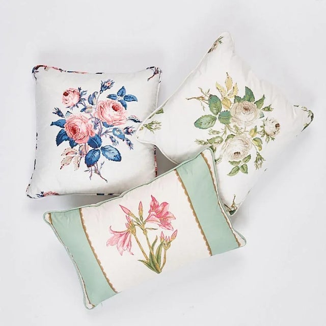 English Schumacher Loudon Rose Pillow in Ivory For Sale - Image 3 of 4