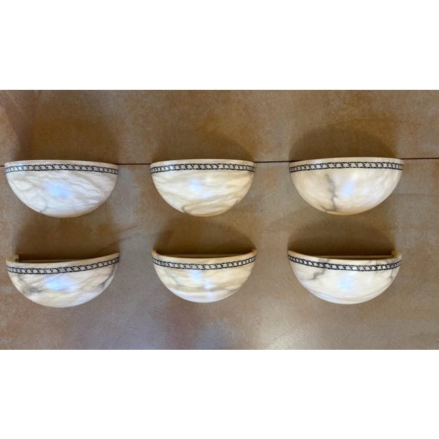 1970s Vintage Alabaster Sconces - Set of 6 For Sale - Image 5 of 5