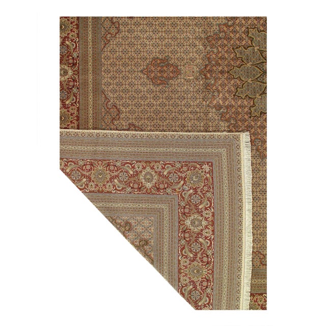 Traditional Pasargad Fine Persian Square Tabriz Silk & Wool Rug For Sale - Image 3 of 4