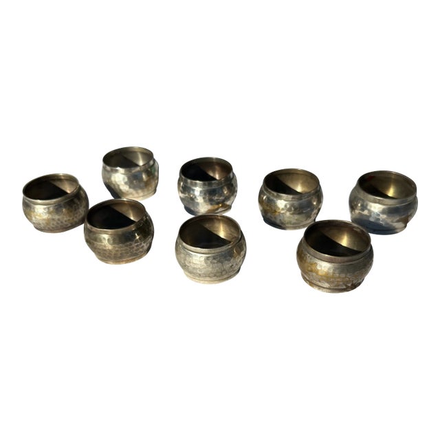 Antique Hand Hammered Napkins Rings- Set of 8 For Sale