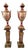 French Porcelain Vase on Pedestal – Burgundy Garniture With Gold Leaf, Bronze Details & Romantic Scenes For Sale