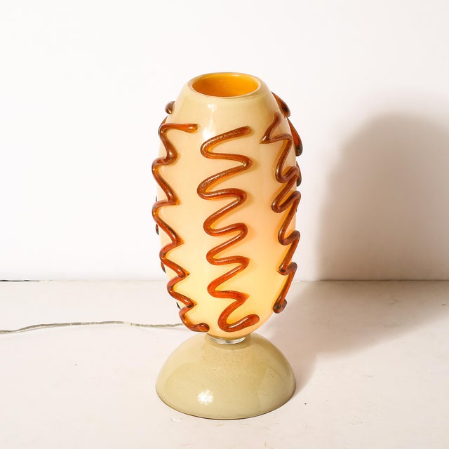 Mid-Century Hand-Blown Murano Glass Uplight in Vellum Hue W/ Sandstone Trailing For Sale - Image 16 of 18