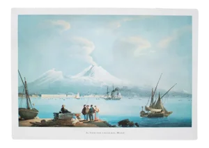 1964 "Vesuvius, Ash Eruption Seen From the Sea", First Edition Full-Color Print