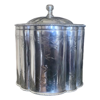 English Silver Plate Biscuit Box With Bamboo Engraving For Sale