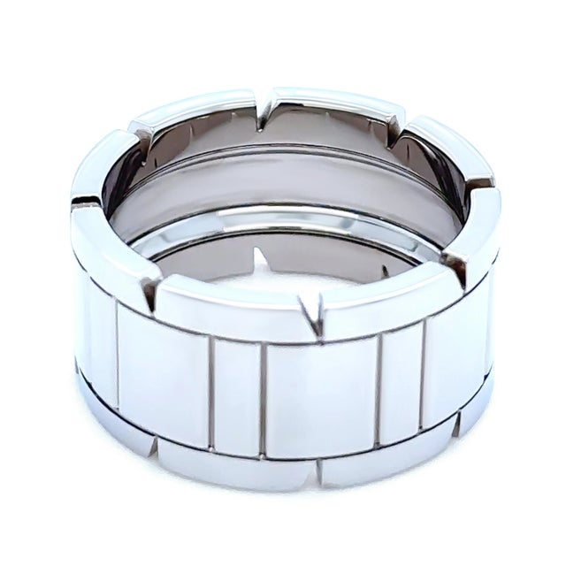Contemporary Cartier 18ct White Gold Tank Française Ring 14.81g, Size 9 For Sale - Image 3 of 11
