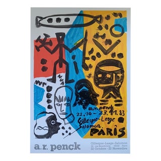 Original Ar Penck Exhibition Poster, Gillespie-Laage-Salomon Gallery, Paris, 1983 For Sale