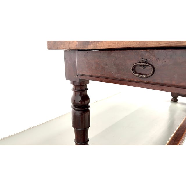 Brown Vintage Farmhouse Table in Walnut with Turned Legs, 1950s For Sale - Image 8 of 18