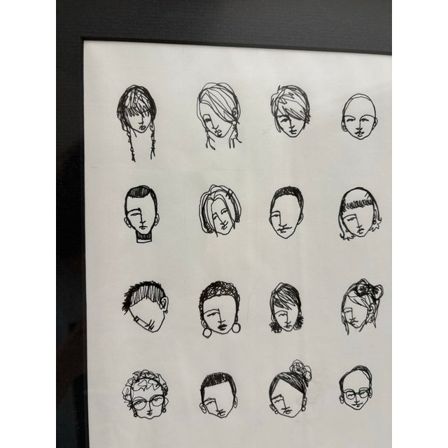 Vintage Artisan Ink Sketch of Many Artist Faces Entitled “Artist Seen” For Sale - Image 10 of 10
