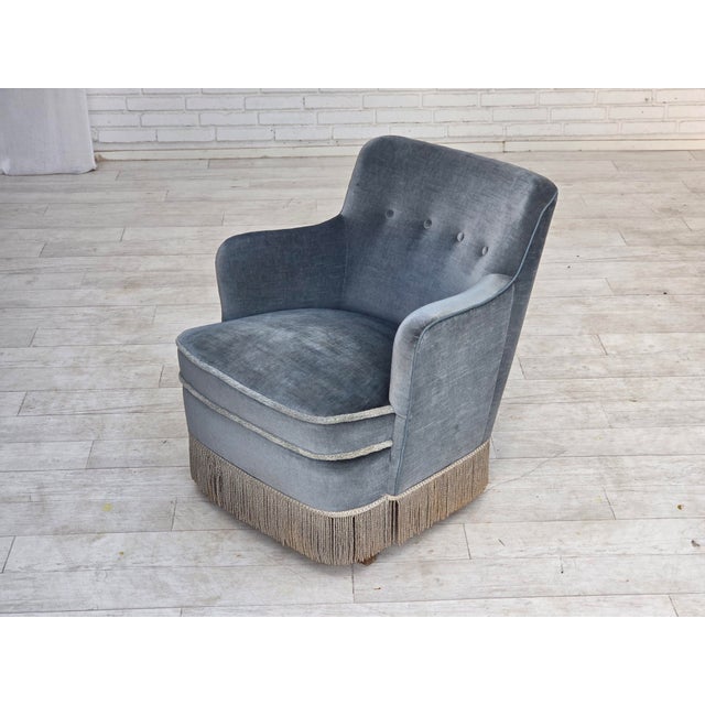 Vintage Danish Lounge Chair in Furniture Velour and Beech Wood, 1960s For Sale - Image 4 of 18