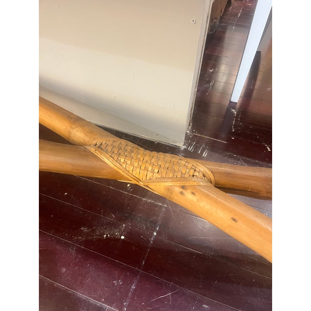 Mid Century Bamboo and Travertine Console Table For Sale - Image 4 of 7