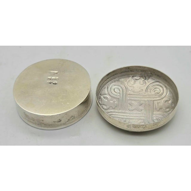 Metal 1980s Mexican Silver Pill Box For Sale - Image 7 of 8
