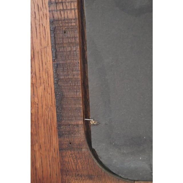 Antique Quarter-Sawn Oak Hall Mirror With Brass Hooks, C. 1900 For Sale - Image 11 of 18
