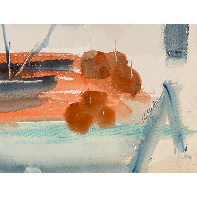 MCM painting on paper by artist Robert Colborne (1931-2002) of New York. Signed lower right, estate stamp on the back....