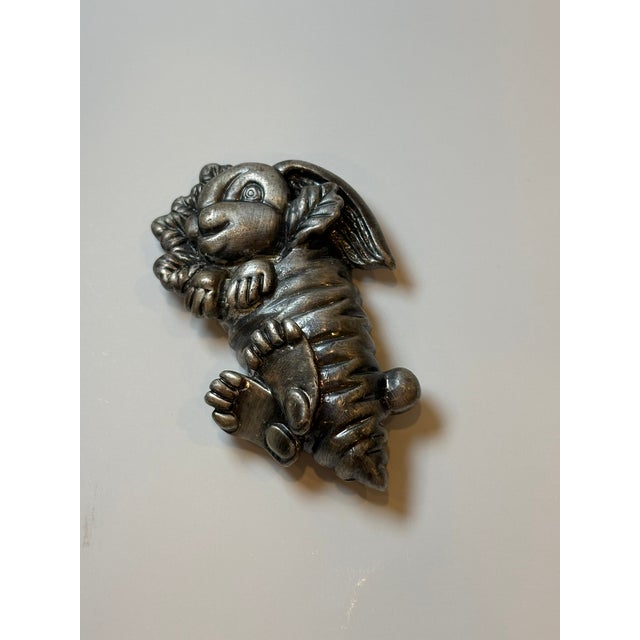 Late 20th Century Vintage Pewter Bunny Carrot Spring Easter Brooch Jewelry For Sale - Image 5 of 9