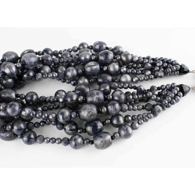Gray Angela Caputi Stormy Gray Beaded Multi-Strand Resin Necklace For Sale - Image 8 of 11