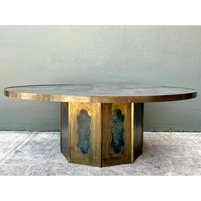 Vintage Phillip and Kelvin Laverne Etched Bronze Coffee Table For Sale - Image 9 of 15