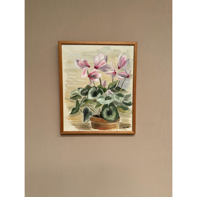 Ada, Still Life with Pink Flowers, 1986, Oil on Canvas, Framed For Sale - Image 9 of 18