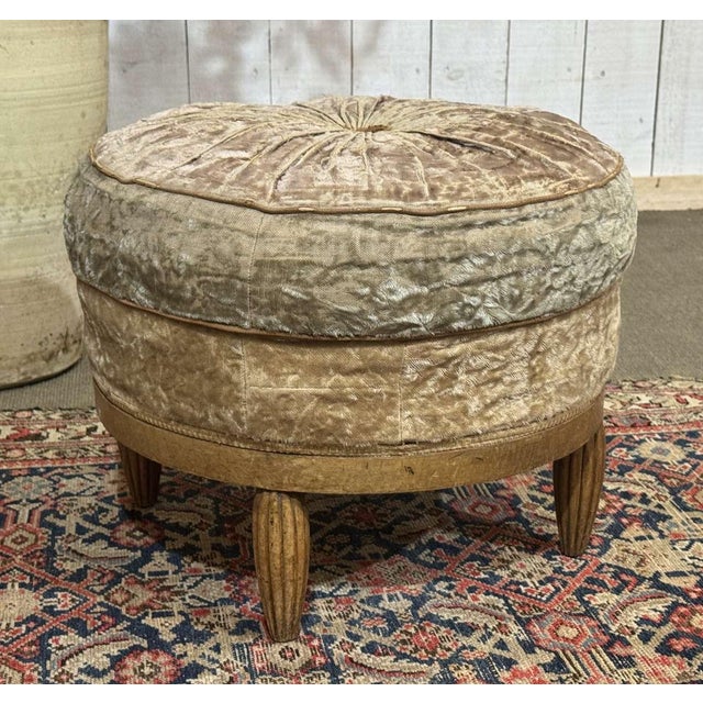 Art Deco Pouf in Beige Fabric, 1930s For Sale - Image 10 of 10
