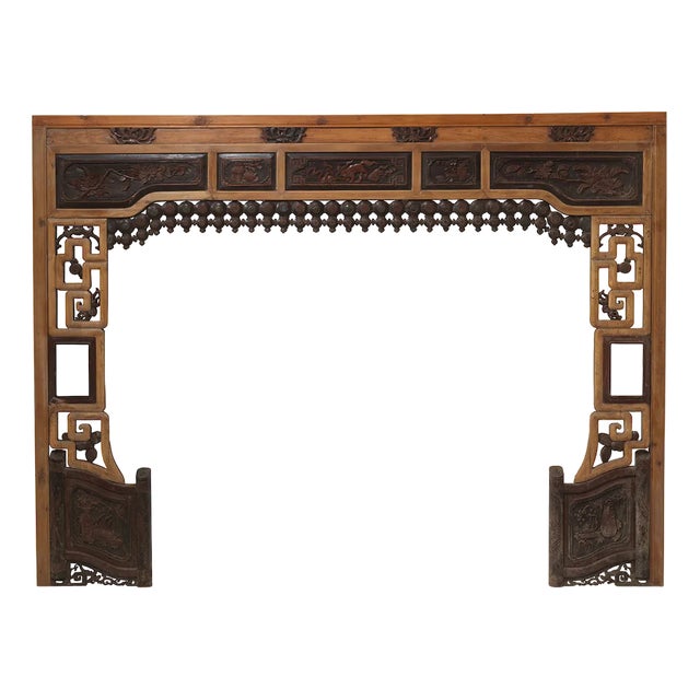 Chinese Marriage Bedframe in Fascia with Scroll Feet For Sale