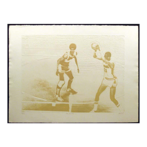 1980s Ted Thomas "One on One" Hand Signed & Numbered Etching of Basketball Players