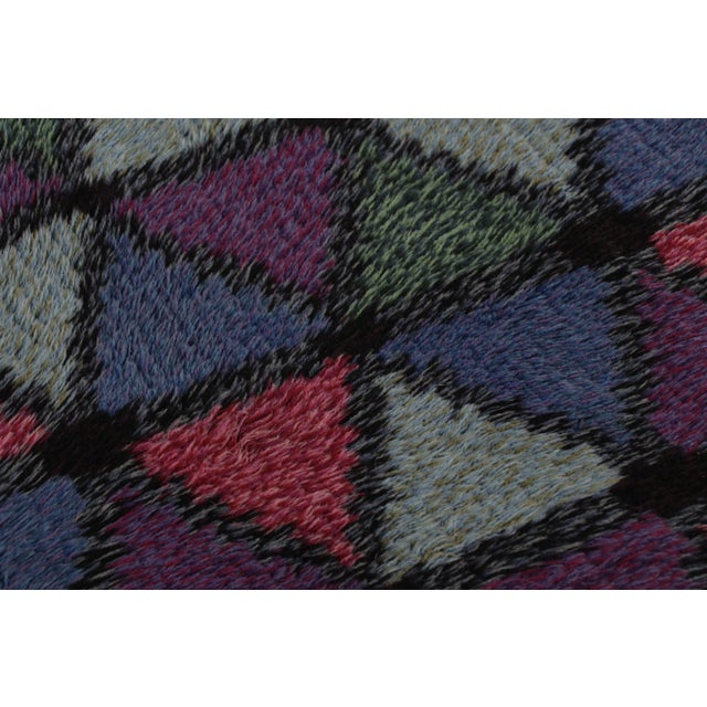 Textile Vintage Swedish Rya Rug, Colorful Scandinavian Geometric Patterns - Rug & Kilim For Sale - Image 7 of 8