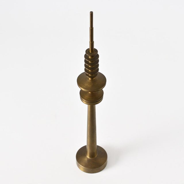 Mid-Century Modern Vintage German Brass Hamburg TV Tower Model, 1970s For Sale - Image 3 of 7