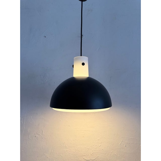 Black Space Age Glass and Metal Pendant Lamp from Glashütte Limburg, 1970s For Sale - Image 8 of 13